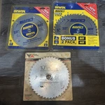 Irwin Marathon 10 40T Circular Saw Blade Plus 80T Trim/finish + Cutoff. Fixed Price $39.99.