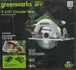 Greenworks 24V 7-1/4'' Circular Saw Brushless Cordless, 4AH Battery & 2A Charger. Fixed Price $159.59.