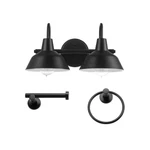 Globe Electric 63000004 3-PIECE Bathroom Set, Matte Black, 15.5" 2-LIGHT Vanity. Fixed Price $28.95.