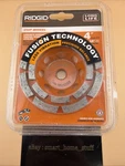 Ridgid 4 In. Diamond Double Row Cup Wheel- Free Shipping. Fixed Price $24.99.