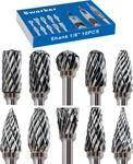 Sworker 10 Pcs Carbide Burr Set 1/8" Shank Compatible With Small, Silver Grey. Fixed Price $23.99.