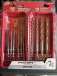 Milwaukee Tool 48-20-9058 10 Pc. Shockwave Impact Duty Carbide Hammer Drill Bit. Fixed Price $25.88.