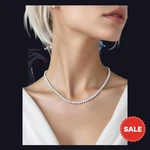 Rare 3MM, 14" Diamond Tennis Necklace, Great Luster - Free Studs. Fixed Price $637.50.