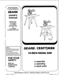 Craftsman 113.196221 113.196321 113.196421 Radial Saw Instruction Manual. Fixed Price $20.24.