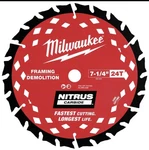 Milwaukee 48-40-0753 7-1/4 24T Nitrus Carbide Framing Circular Saw Blade Pk. Fixed Price $59.00.