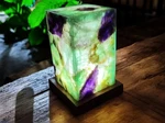 Handcrafted Fluorite Agate Night Light: Natural Crystal Table Lamp. Fixed Price $579.62.