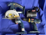 Ryobi 18V Cordless Drill HP1802M, Circular Saw R10631, Flashlight FL1800 Set. Fixed Price $40.00.