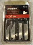 Craftsman Molding Cutter 9-3209 5/8" Cove Bit Set New Oem. Fixed Price $11.00.