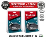 2X BL1860B 18V 6.0AH Lxt Lithium-ion Replacement Battery For Makita Power Tool. Fixed Price $70.66.