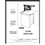 Sears Craftsman 10" Radial Arm Saw 113.29460 Owners Parts Manual 36 Pages 1972. Fixed Price $15.99.