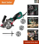 Hychika 6.2A Mini Circular Saw With 3 Blades & Dust Collection For Clean Cuts. Fixed Price $93.59.