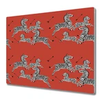 Glass Cutting Board Red Flying Jumping Zebras Print Retro Animals 60X52. Fixed Price $49.99.