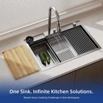 Flying Rain Stainless Steel Waterfall Kitchen Sink W/ Cup Washer & Cutting Board. Fixed Price $189.99.