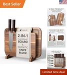 15.5X10.5 Inch Acacia Cutting Board & Magnetic Knife Holder For Modern Kitchens. Fixed Price $87.29.