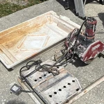 Diamond MK-370 Red Corded Electric Tile Saw With Tray And Cutting Platform. Fixed Price $60.00.
