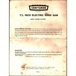 1971 Sears Craftsman 1/2" Electric Hand Saw, 315.27892 Manual & Parts List. Fixed Price $16.59.