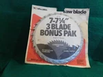 Vermont American 5/8" Round Arbor 7-71/4" Circular Saw Blades 3 Bonus Pak. Fixed Price $18.00.