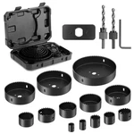 Hychika 19PCS Carbon Steel Hole Saw Set W/case Bit W/3/4-5 Blades. Fixed Price $17.59.