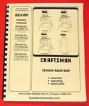 Craftsman 12" Band Saws 113.24810,113.248320,113.248440,& 113.248510 Manual 1051. Fixed Price $25.00.