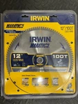 Irwin 14084, 12", 100 Tooth Carbide Tipped, Marathon Circular Saw Blade. Fixed Price $77.00.