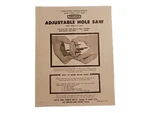 Sears Craftsman Adjustable Hole Saw 720- 25666 Owners Guide Booklet Leaflet. Fixed Price $14.50.