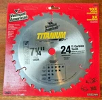 New Vermont American Titanium 7-1/4" 24 Carbide Teeth, Saw Blade 27817. Fixed Price $8.37.
