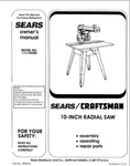 Craftsman 113.196380 Radial Saw Owners Instruction Manual. Fixed Price $20.24.