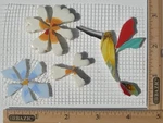 Hummingbird & Flowers Mosaic Set Broken Cut China Plate. Fixed Price $16.99.