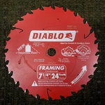Diablo D0724PX Freud 7-1/4" Framing/construction Saw Blade, 5/8" Arbor, Teeth. Fixed Price $14.75.