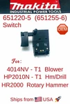 Makita 651220-5 (651255-6) Oem Switch For HP2010N -T1 4014NV HR2000 *usa*. Fixed Price $49.95.