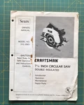 Sears Craftsman 1/4" Circular Saw Operator's Manual, 1979 Model No. 315.10951. Fixed Price $8.99.