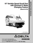 Delta 40-570 16" Variable Speed Scroll Saw Instruction Manual. Fixed Price $20.24.