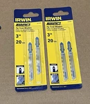 Irwin Marathon 3072320 Jigsaw Blades 3" 20TPI Bi-metal Packs Of Nos-sealed. Fixed Price $14.99.