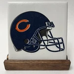 Chicago Bears Ceramic Tile Home Bar Decor Drink Coasters Rustic Stand. Fixed Price $16.99.