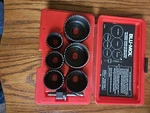 Blu-mol Hole Saw Set 6 Pieces 1/4 To 2 1/8 Mandrel In Case For Wood, Plastic. Fixed Price $15.00.