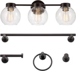 Globe Electric 63000202 5-PIECE Bathroom Set With 24" Vanity Light, Dark Bronze. Fixed Price $71.52.