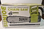 New Sun Joe Cordless Chain Saw ION16CS Inch 40V Amp With 4AH Battery + Chrg. Fixed Price $171.39.