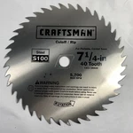 Craftsman Chisel Tooth 7-1/4 In 40T Steel Circular Saw Blade S100 Multi-purpose. Fixed Price $8.99.