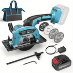 Seesii Cordless Mini Circular Saw 4-1/2" Compact W/4 Blade 5380RPM. Fixed Price $69.99.