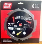 New Grip Rite 7.25" Fiber Cement Saw Blade - 1/4" Inch Carbide Tip 6 Tooth. Fixed Price $14.95.