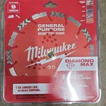 Milwaukee 49-93-9009 Diamond Max 9" Saw Blade Cuts Concrete, Brick, Stone, Tile. Fixed Price $55.00.