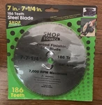 Shop Source 7-1/4 In. Steel Saw Blade 186 Teeth 5/8" Arbor Sealed Free Ship!. Fixed Price $11.99.
