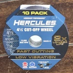 Hercules 10PK Cut-off Wheels (4-1/2" X 1/16" 7/8") #57142. Fixed Price $14.48.