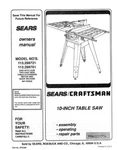 Craftsman 113.298721 113.298761 Table Saw Owners Instruction Manual. Fixed Price $20.24.