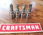 Craftsman 4PC 1/4 Phillips Flat Blade Screwdriver Socket Wrench Bit Set. Fixed Price $6.33.