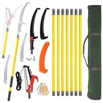 30FT Manual Pole Saw, Lightweight Tree Trimmers Long Handle Pruner Set. Fixed Price $57.09.